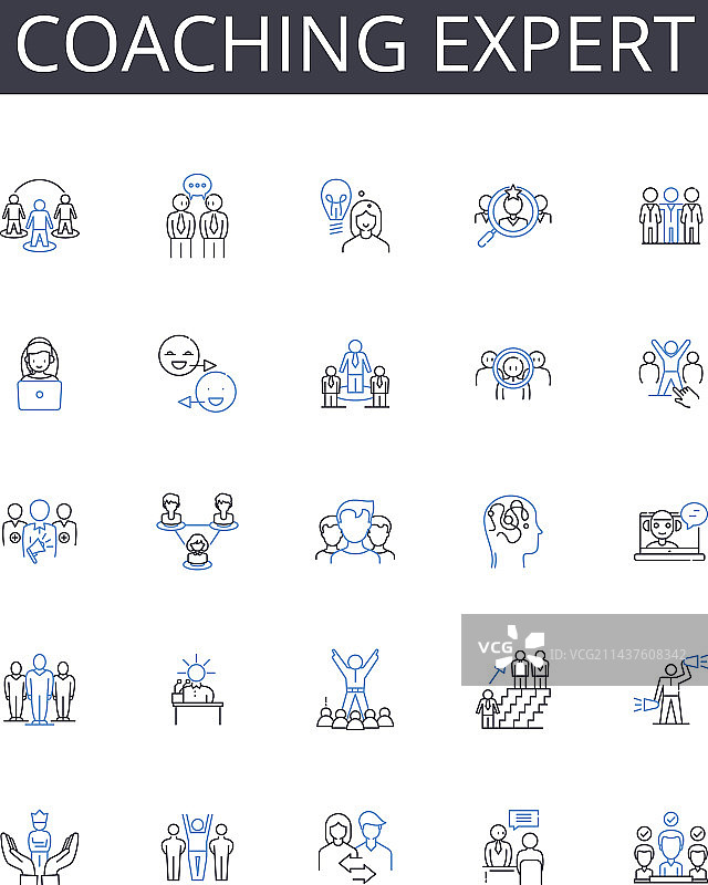教练专家战略线条图标集图片素材