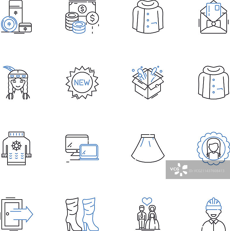 经销商和客户线性图标合集图片素材