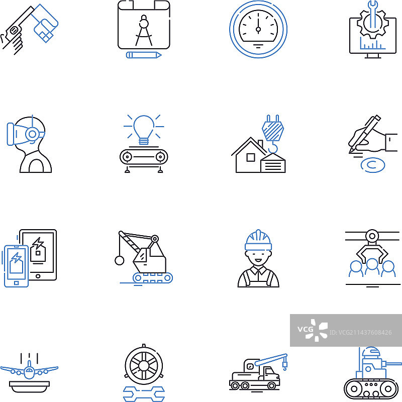 惯性线性图标集合图片素材