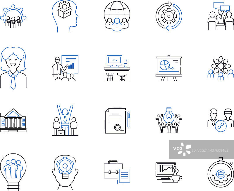 协作伙伴关系线性图标合集图片素材