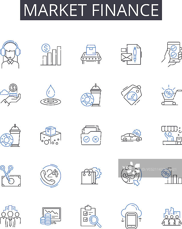 市场金融线条图标集合图片素材