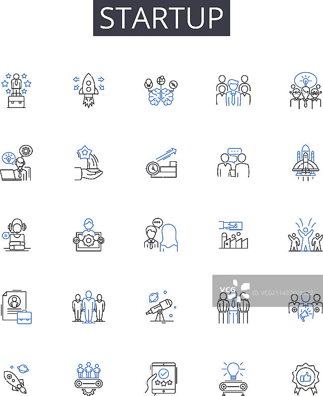 创业公司线性图标集合：敏捷Scrum方法图片素材