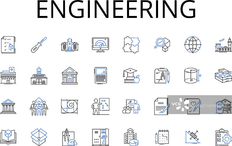 工程线条图标集合设计图片素材