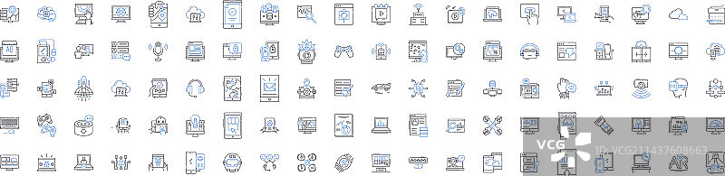 计算机科学线性图标算法合集图片素材