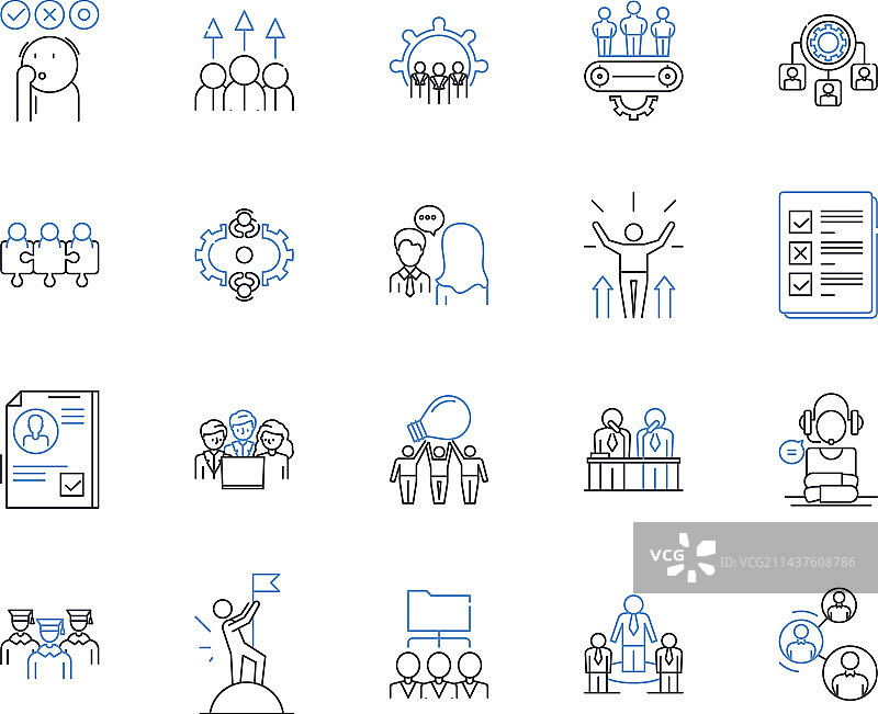 同事关系线条图标团队合作系列图片素材