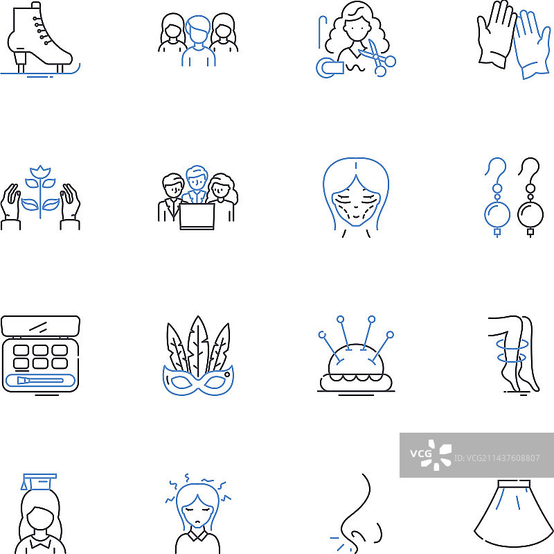 侄女线性图标集合：喜悦、爱、可爱图片素材