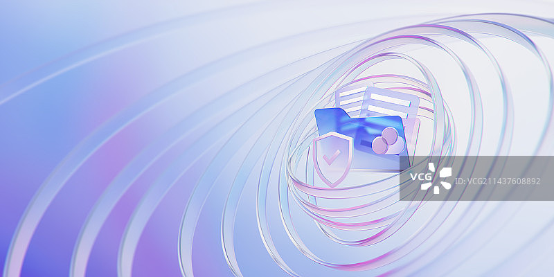 3D科技风格抽象玻璃质感网络主题插画图片素材