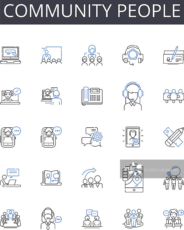 社区人群线性图标合集图片素材