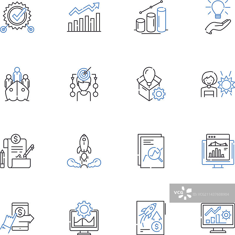 总体规划线性图标合集策略图片素材