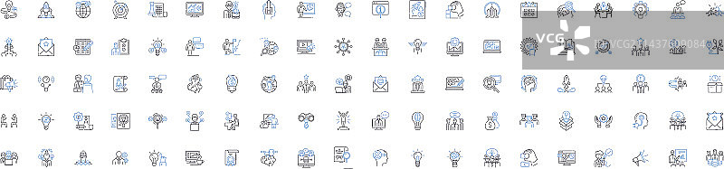 营销计划线性图标集合策略图片素材