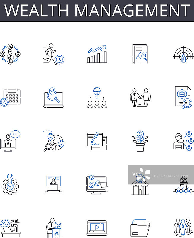 财富管理线性图标系列图片素材