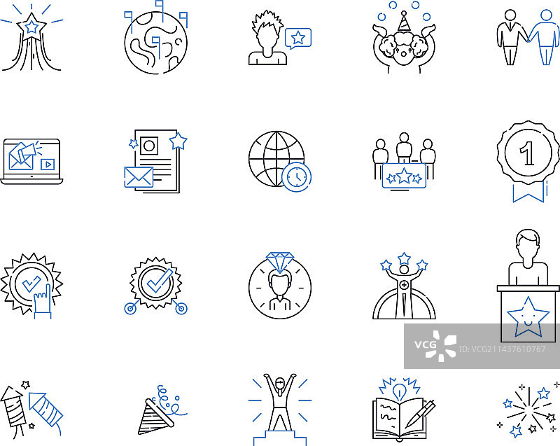 胜利线性图标合集：凯旋与征服图片素材