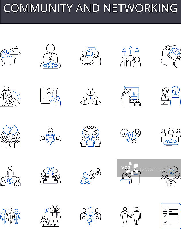 社区和网络线性图标合集图片素材