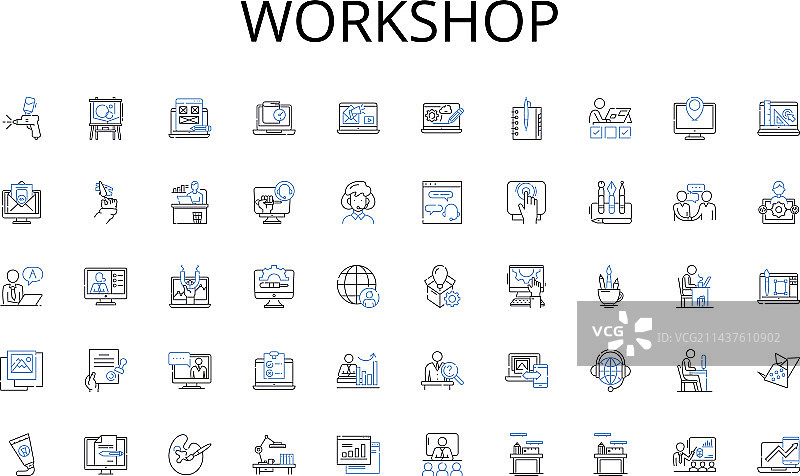 分析策略研讨会线性图标合集图片素材