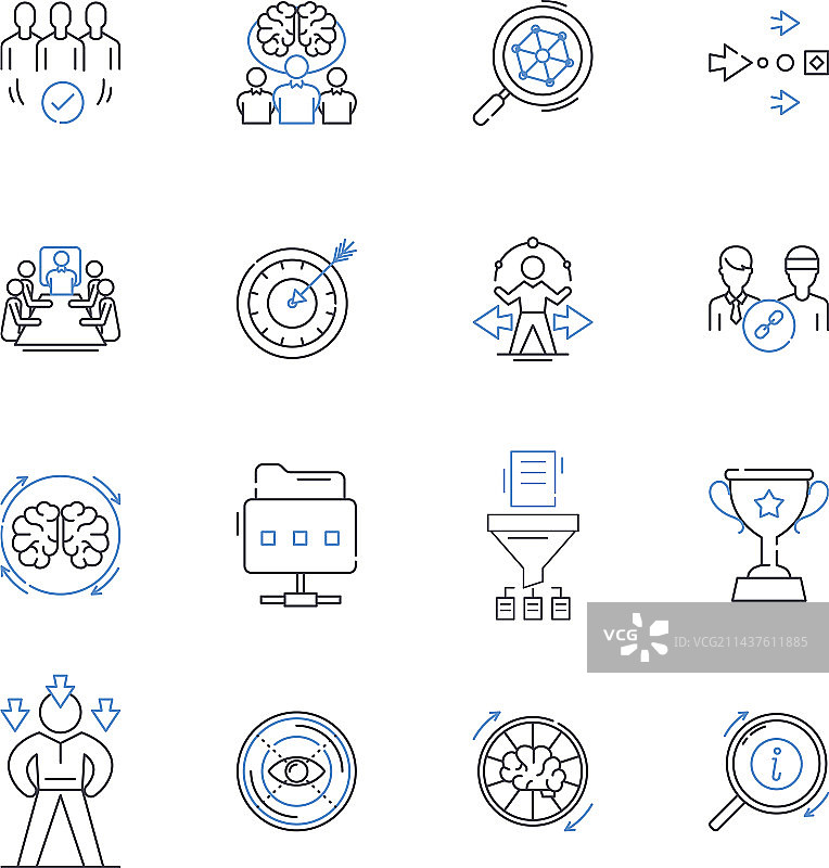 特许经营职业生涯线性图标合集图片素材