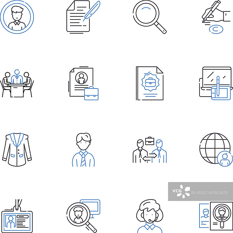 网页开发人员HTML CSS线性图标集合图片素材