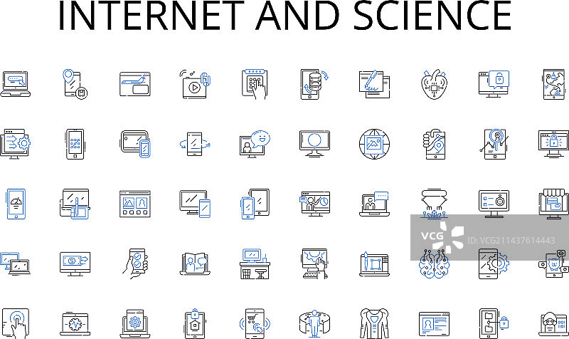 互联网与科学线性图标合集图片素材