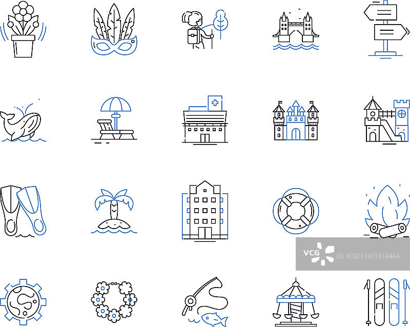 逃生公司线性图标探险合集图片素材