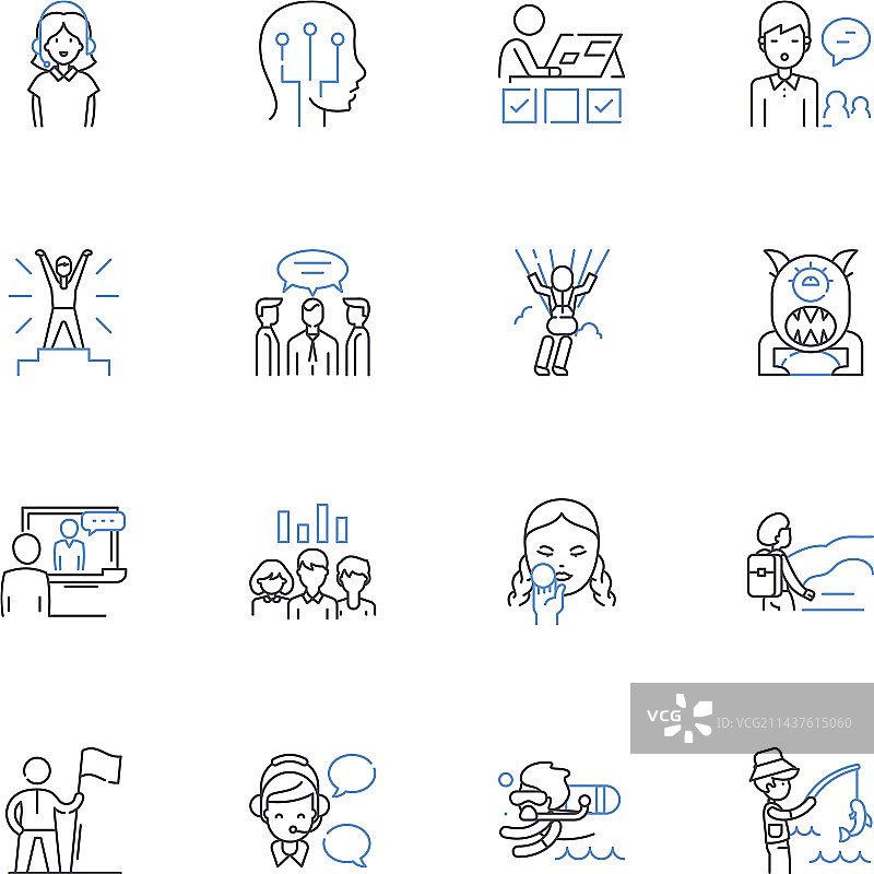 现代线条图标技术合集图片素材