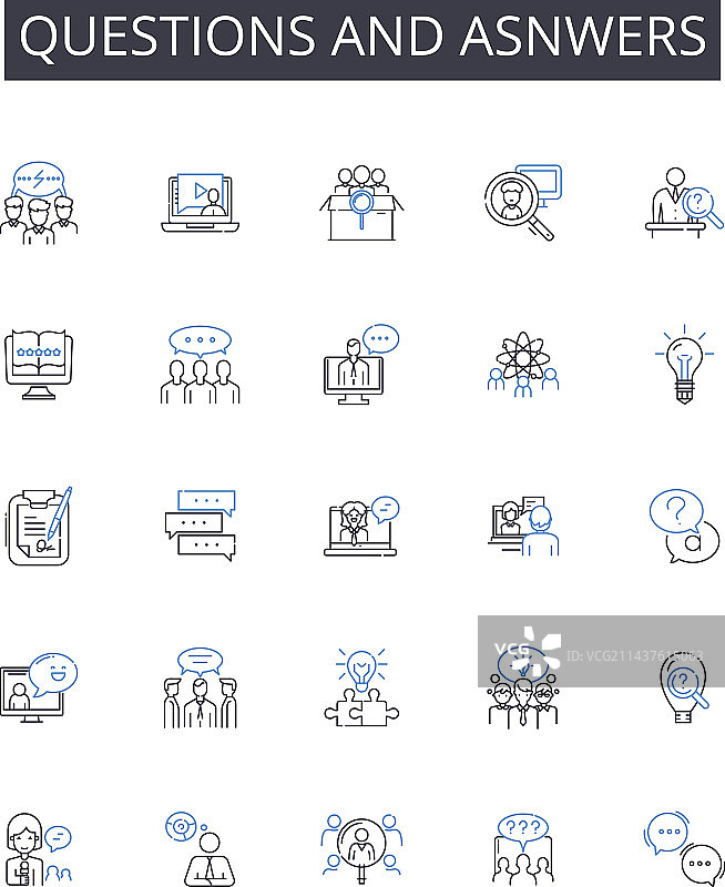 问答线性图标合集图片素材