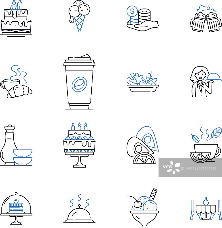 早餐点线性图标合集：薄烤饼图片素材