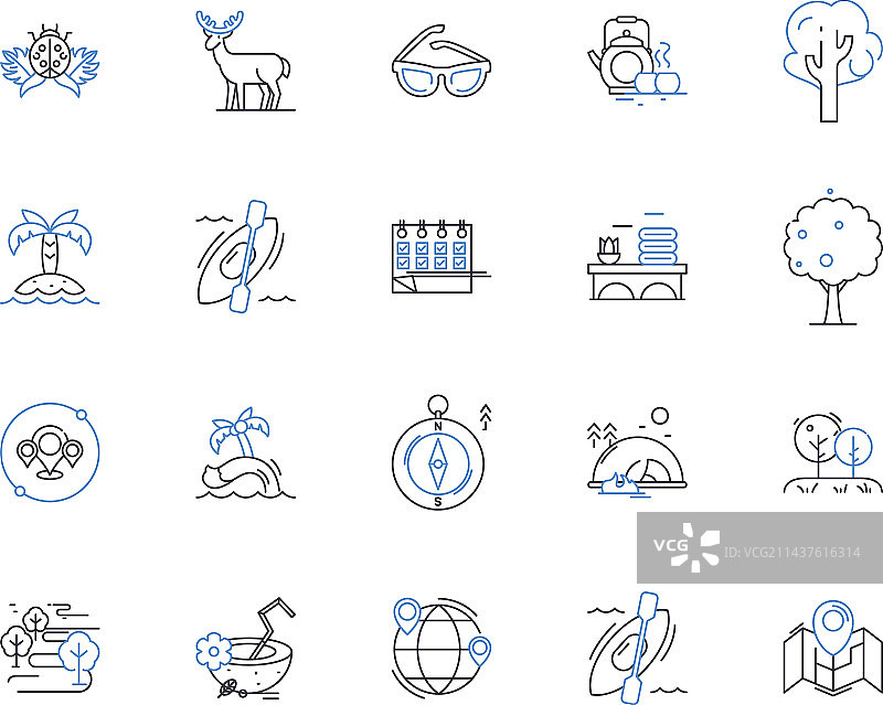 危险旅行线性图标合集：暴风雪图片素材