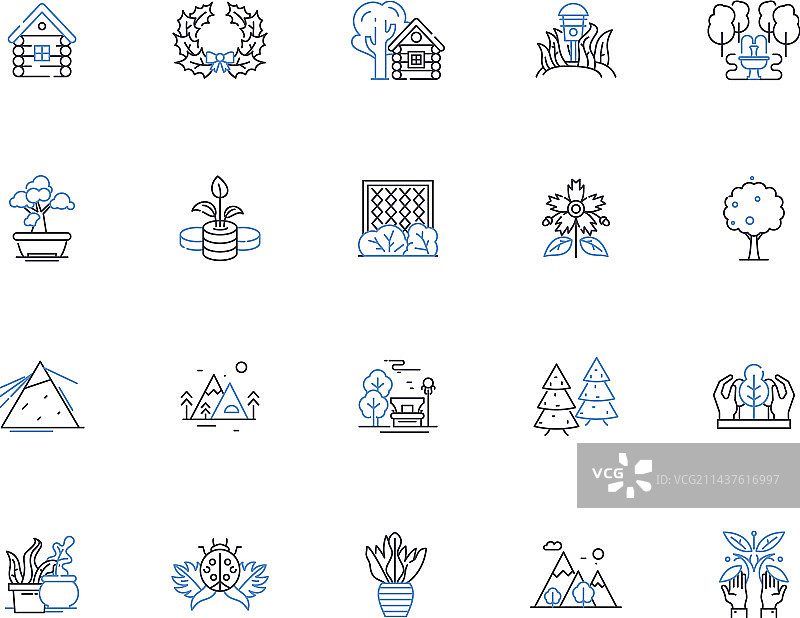 密集的灌木丛线条图标图片素材