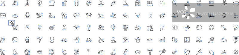 健身系列线性图标：力量与耐力图片素材