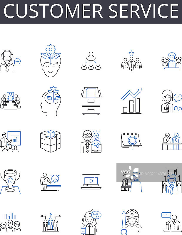客户服务线性图标集合图片素材