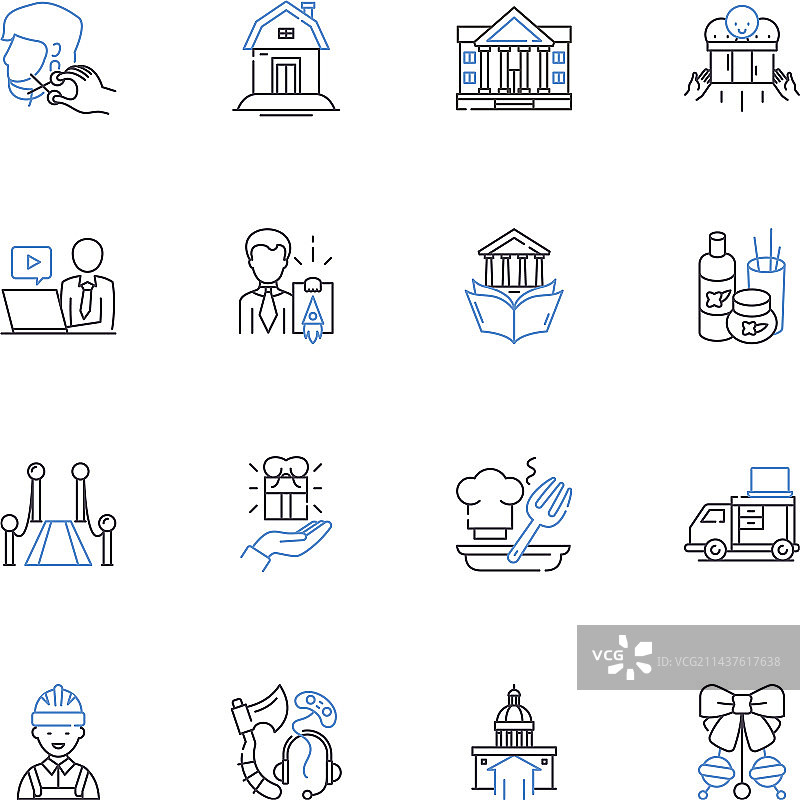 郊区生活线性图标社区合集图片素材