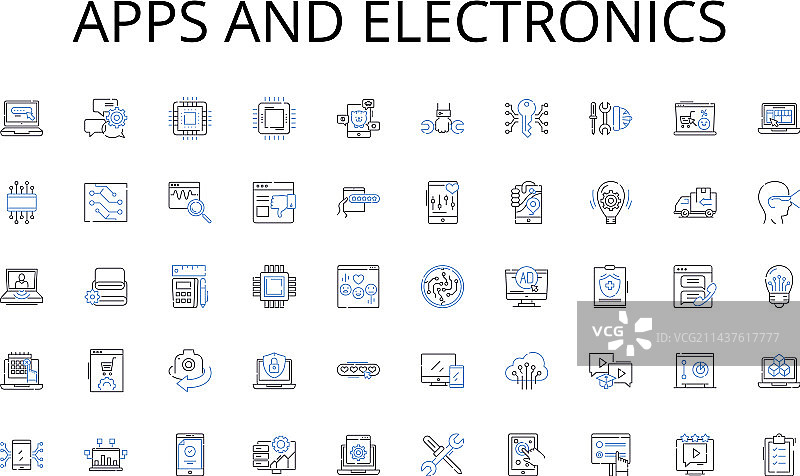 应用程序和电子产品线性图标合集图片素材