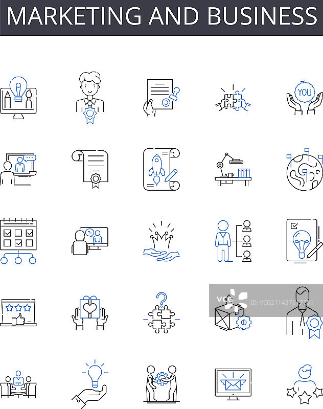 市场营销和商业线性图标合集图片素材