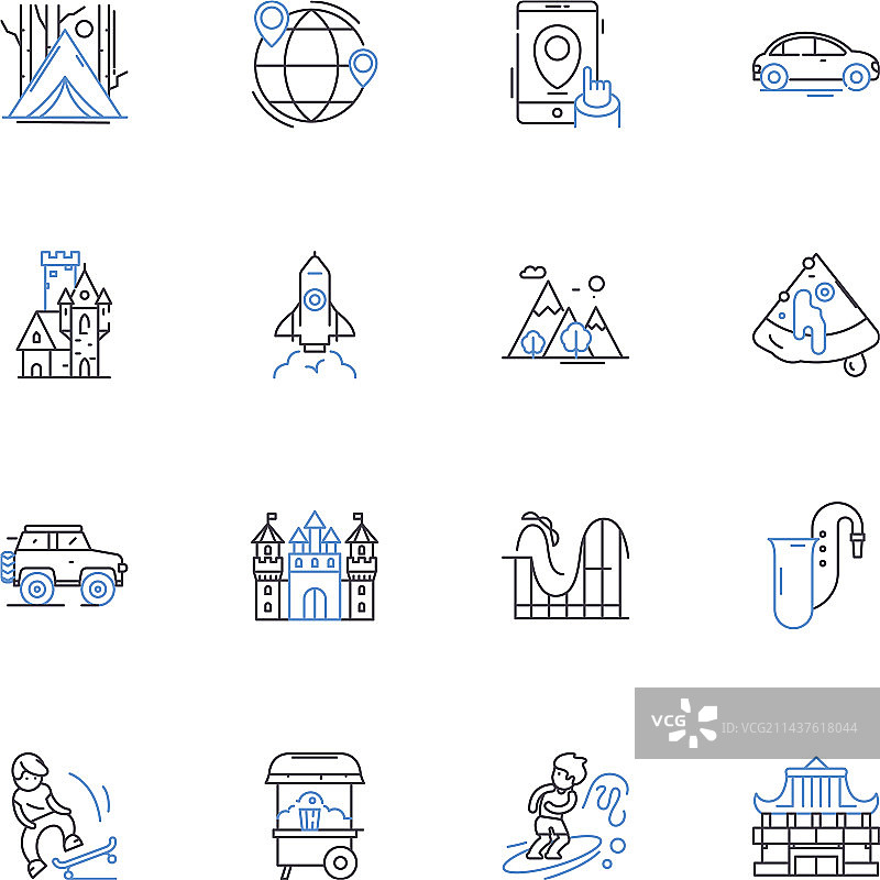 邮轮航线图标合集：海洋探险图片素材