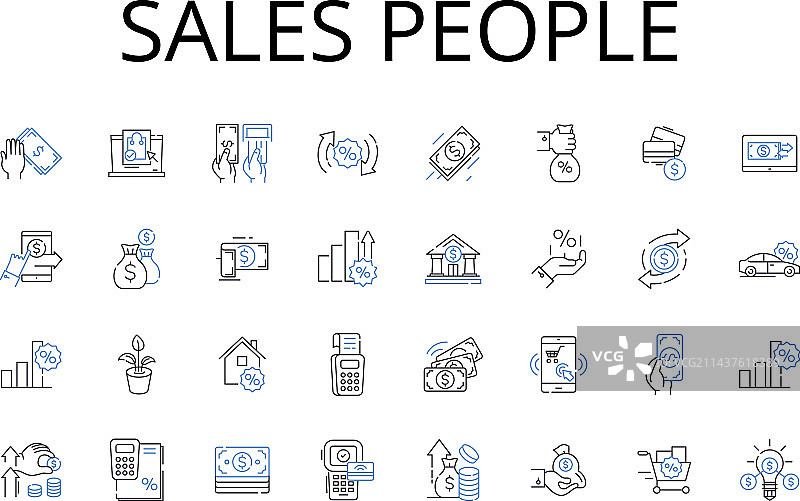销售人员线条图标合集图片素材
