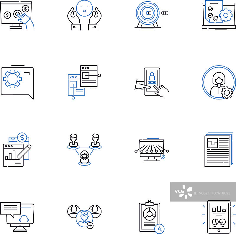 病毒式营销线性图标合集图片素材