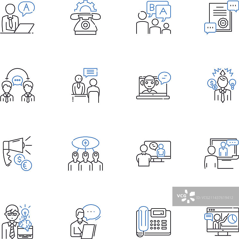 情感表达线性图标合集图片素材