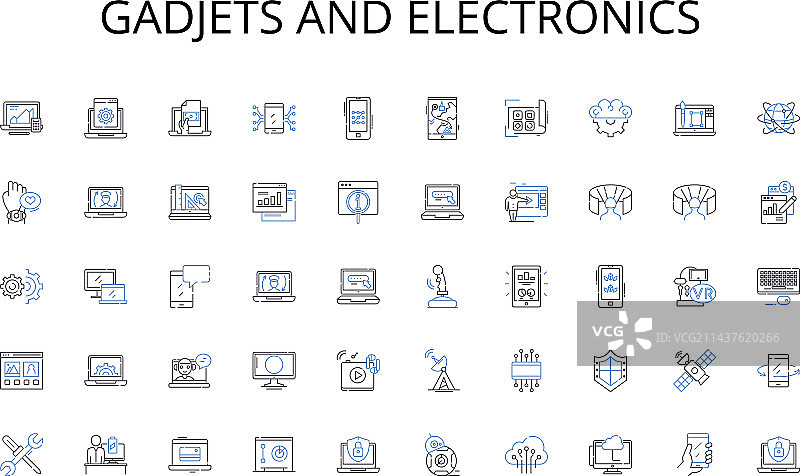 小工具和电子产品线条图标集合禅图片素材
