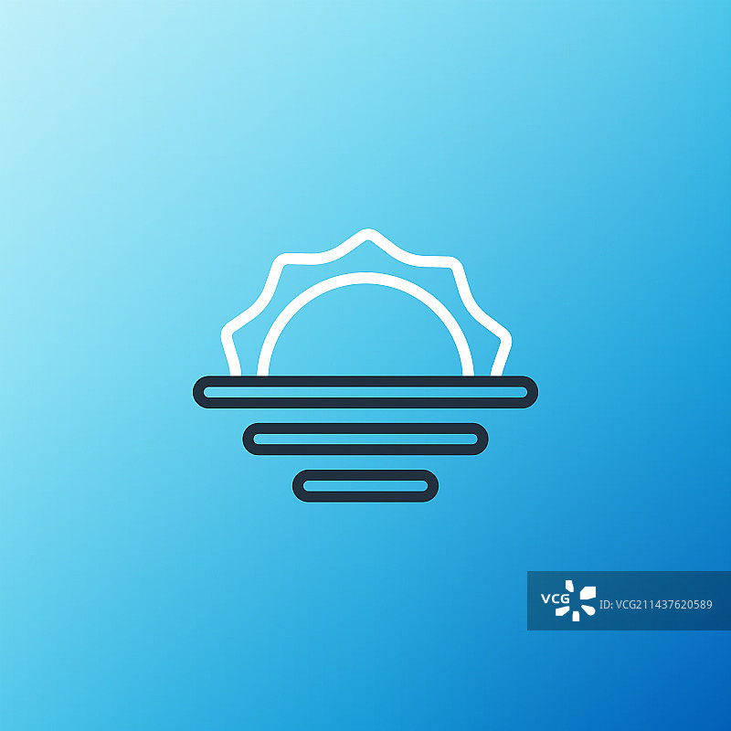 蓝色背景上的线条日出图标图片素材