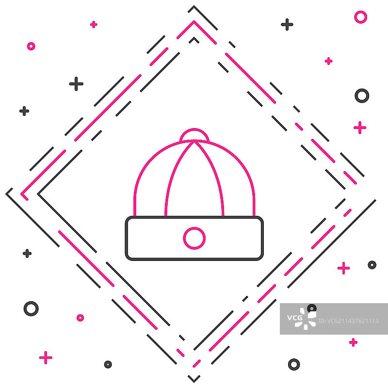 白色背景上的中国风帽子线条图标图片素材