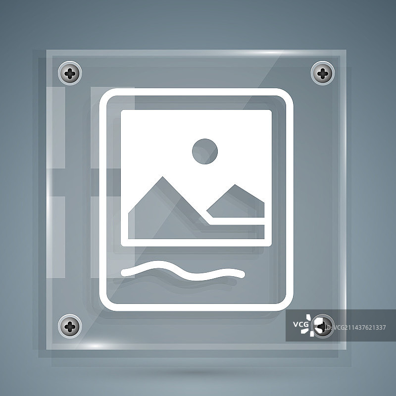 灰色背景上的白色相框图标图片素材