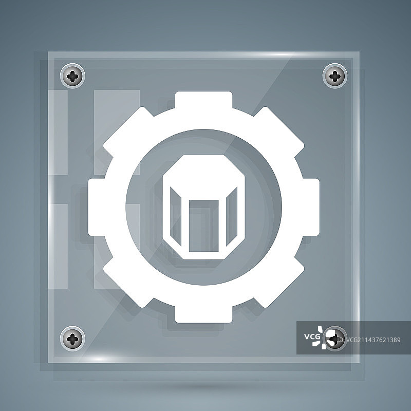 灰色背景上的白色3D打印机设置图标图片素材