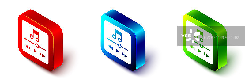 2.5D音乐播放器图标，白色背景图片素材