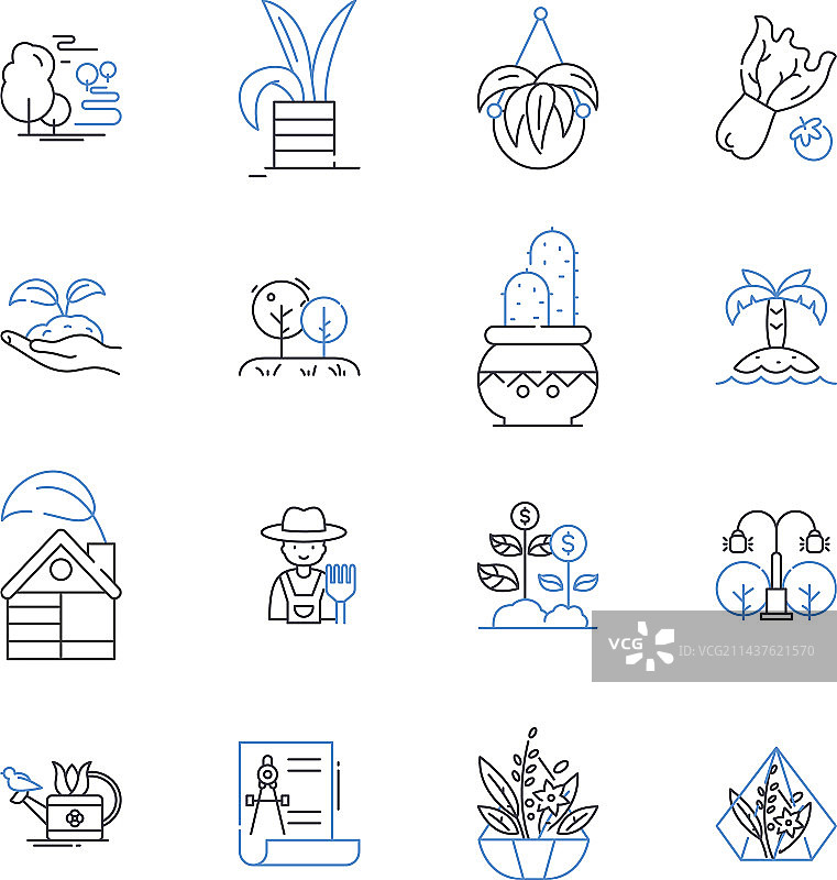 常绿线条图标合集图片素材