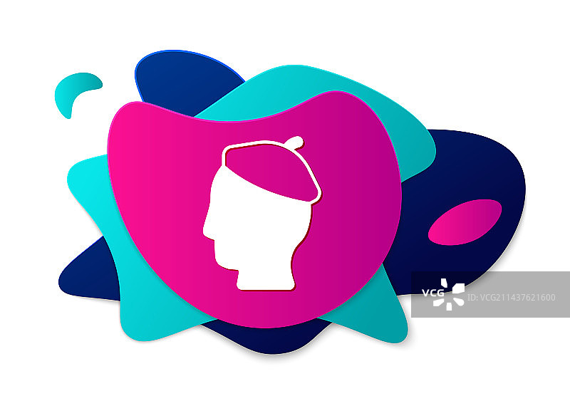 白色背景上的彩色法国男人图标图片素材