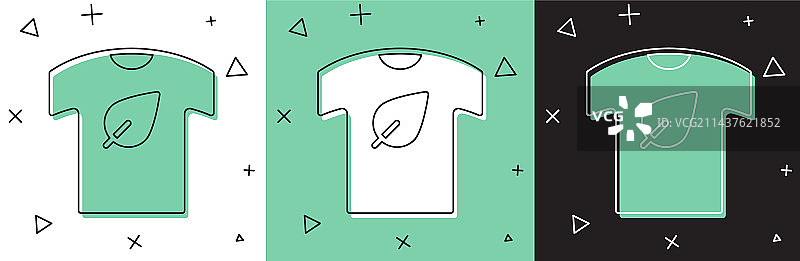 白色和绿色背景上的纯素T恤图标图片素材