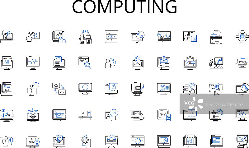 计算线性图标集合图片素材