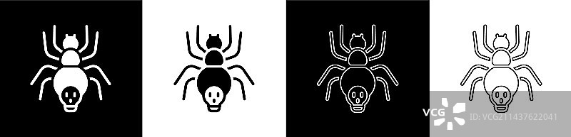 黑色背景上的毒蜘蛛图标图片素材