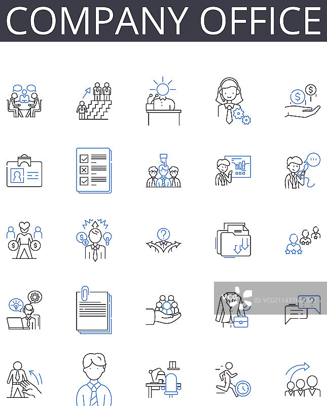 公司办公室线性图标集图片素材