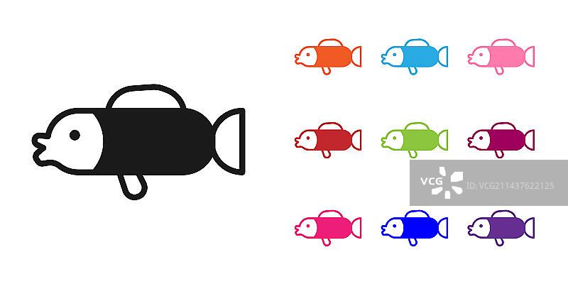 白色背景上的黑色河豚图标图片素材