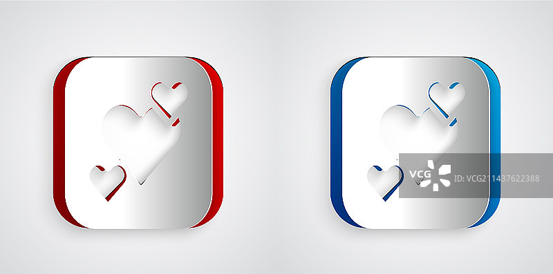 纸 Art 心形图标，灰色背景图片素材